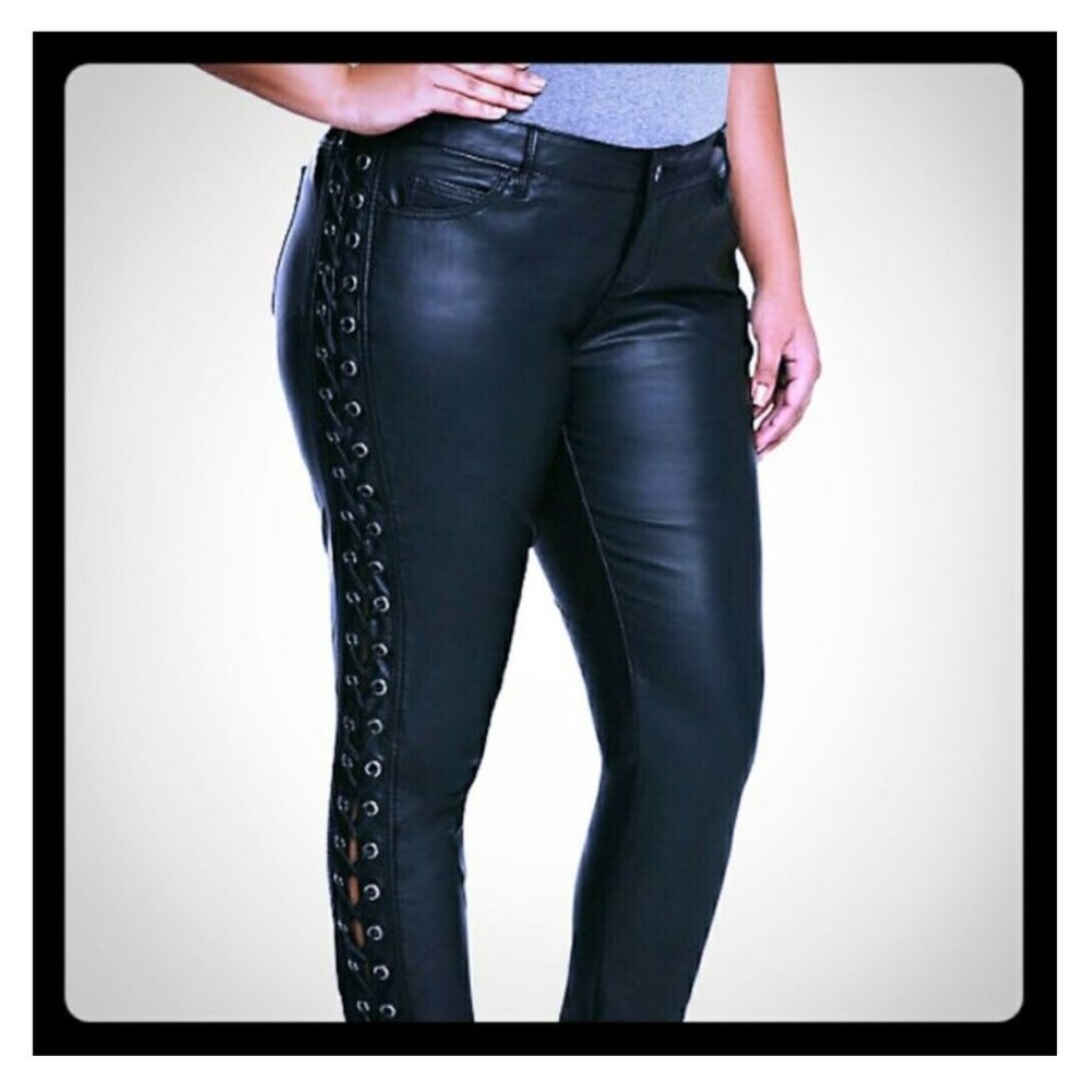 Tripp NYC Faux Leather Lace-Up Pants Size 12 NEW!